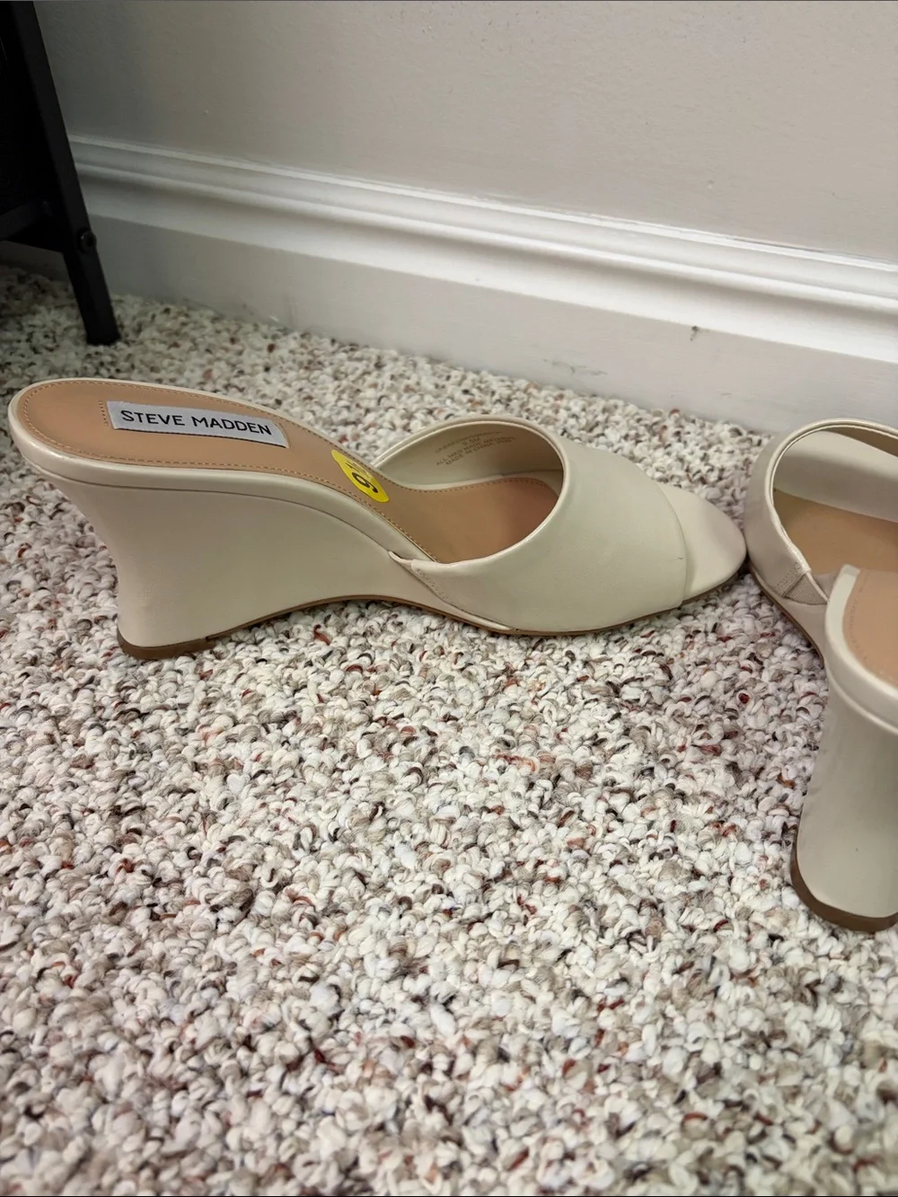 Steve Madden Selest Cream Wedge Slide Sandals